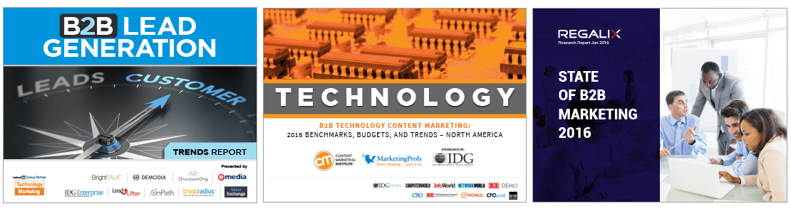 Quellen: 2015 Crowd Research Partners, IDG B2B Technology Content Marketing, Regalix State of B2B Marketing 2016