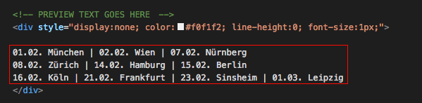 HTML-Code eines »versteckten« Pre-Headers